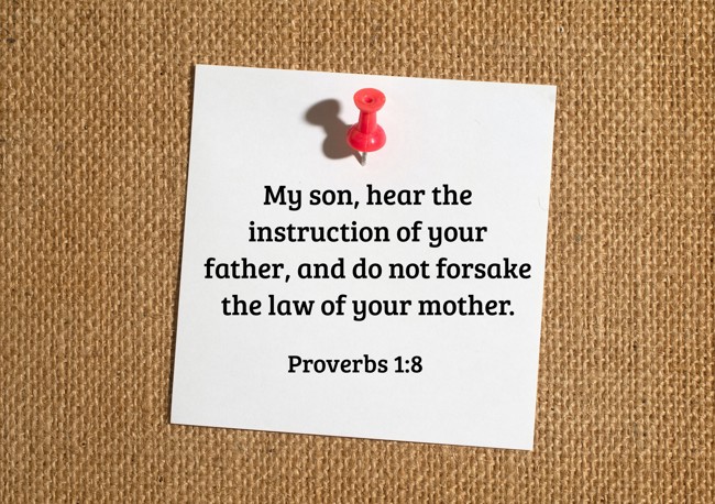 My son, hear the instruction of your father, and do not forsake the law of your mother. - Proverbs 1:8