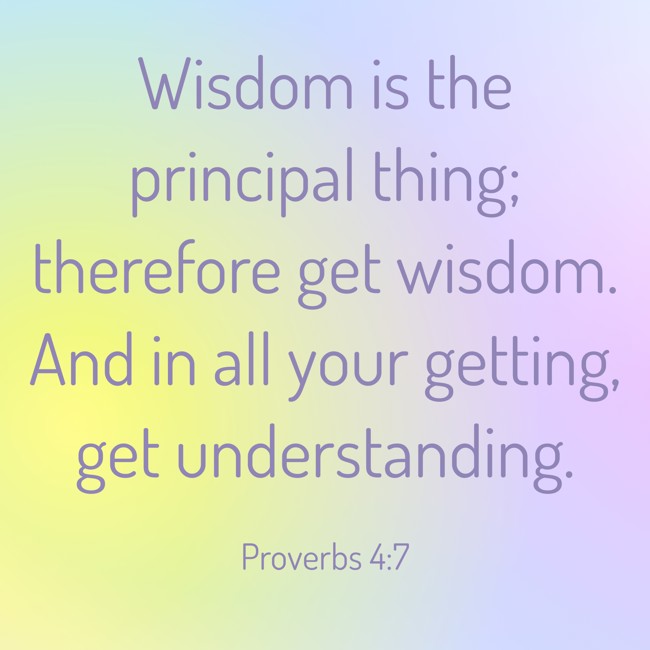 Wisdom is the principal thing; therefore get wisdom. And in all your getting, get understanding. - Proverbs 4:7