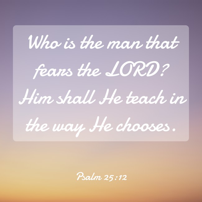 Who is the man that fears the LORD? Him shall He teach in the way He chooses. - Psalm 25:12
