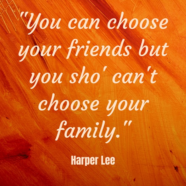 You can choose your friends but you sho' can't choose your family. - Harper Lee