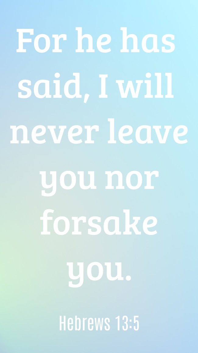 For he has said, I will never leave you nor forsake you.   - Hebrews 13:5 