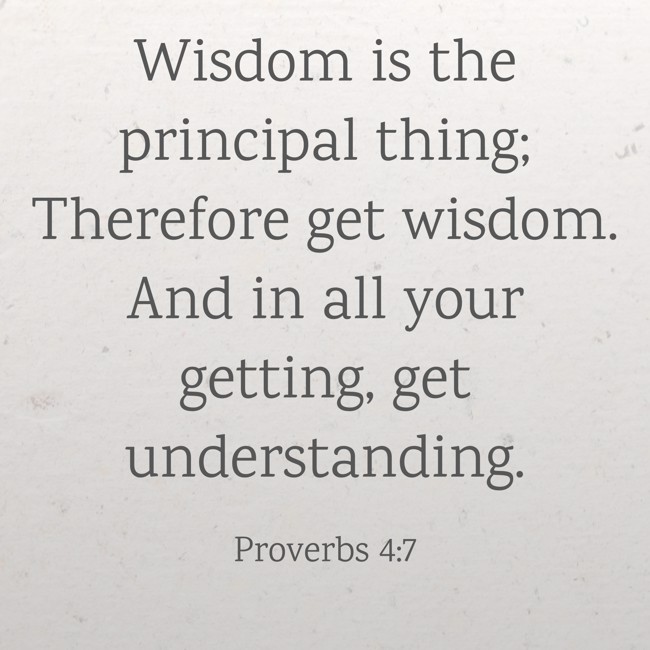 Wisdom is the principal thing; Therefore get wisdom. And in all your getting, get understanding. - Proverbs 4:7