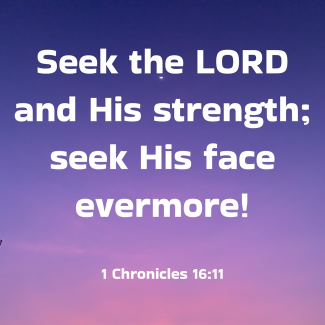 Seek the LORD and His strength; seek His face evermore! - 1 Chronicles 16:11