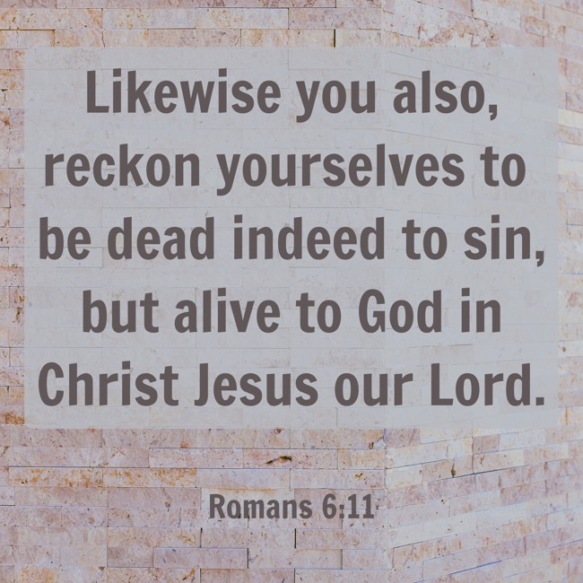 Likewise you also, reckon yourselves to be dead indeed to sin, but alive to God in Christ Jesus our Lord. - Romans 6:11