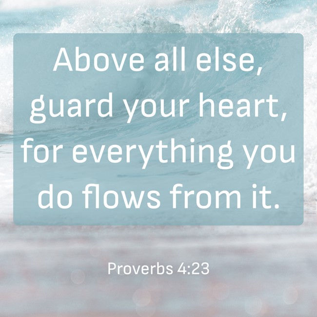 Above all else, guard your heart, for everything you do flows from it. - Proverbs 4:23