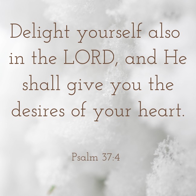 Delight yourself also in the LORD, and He shall give you the desires of your heart. - Psalm 37:4