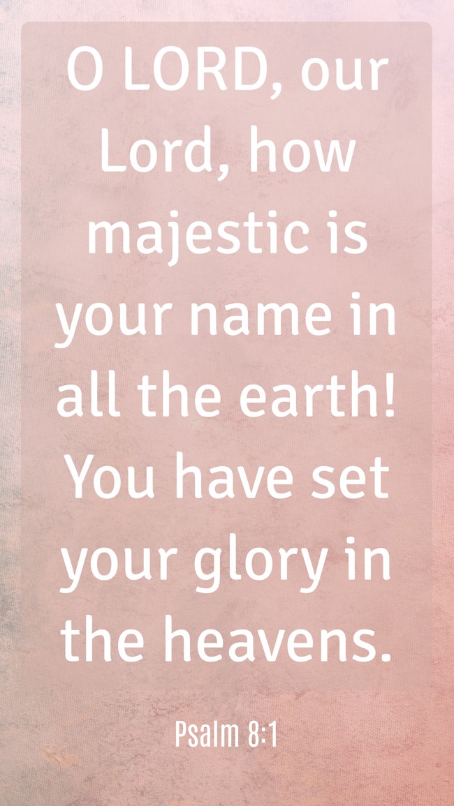 O LORD, our Lord, how majestic is your name in all the earth! You have set your glory in the heavens. - Psalm 8:1