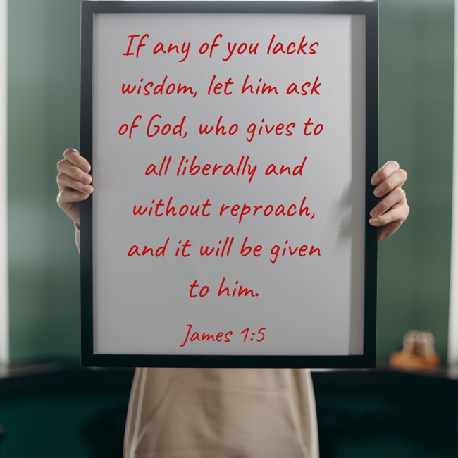 If any of you lacks wisdom, let him ask of God, who gives to all liberally and without reproach, and it will be given to him. - James 1:5