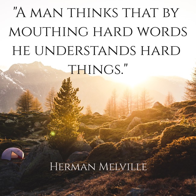 A man thinks that by mouthing hard words he understands hard things. - Herman Melville