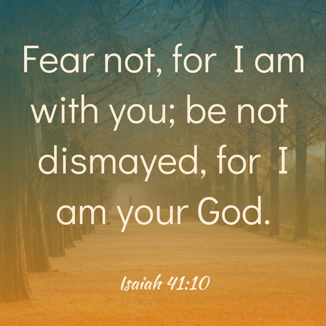 Fear not, for I am with you; be not dismayed, for I am your God. - Isaiah 41:10