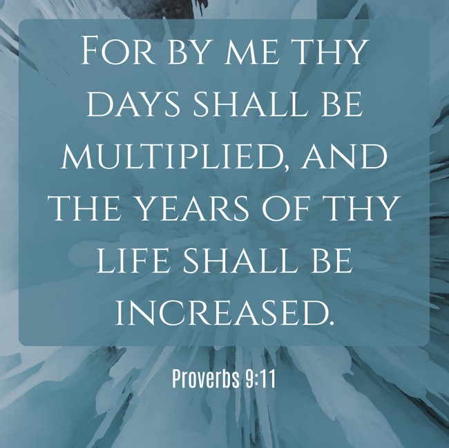 For by me thy days shall be multiplied, and the years of thy life shall be increased. - Proverbs 9:11