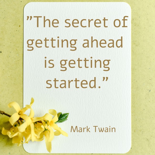 The secret of getting ahead is getting started. - Mark Twain