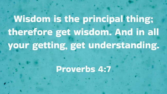 Wisdom is the principal thing; therefore get wisdom. And in all your getting, get understanding. - Proverbs 4:7