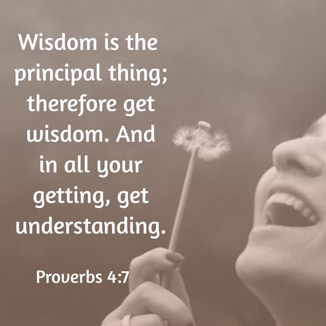 Wisdom is the principal thing; therefore get wisdom. And in all your getting, get understanding. - Proverbs 4:7