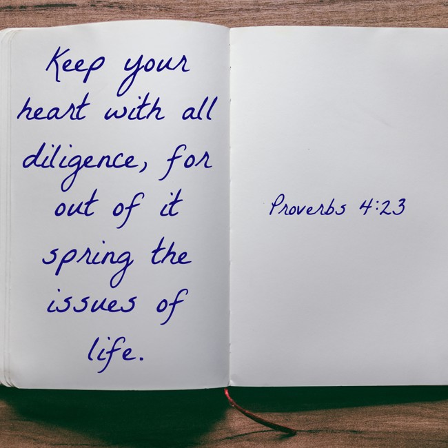 Keep your heart with all diligence, for out of it spring the issues of life. - Proverbs 4:23
