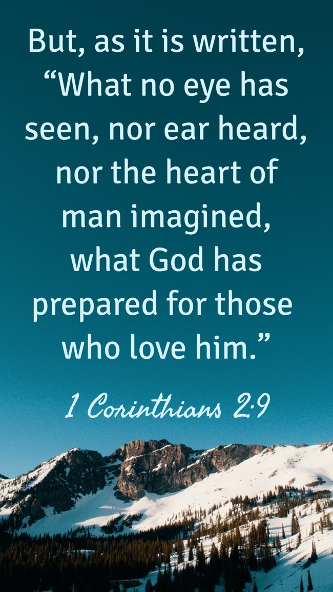 But, as it is written, “What no eye has seen, nor ear heard, nor the heart of man imagined, what God has prepared for those who love him.” - 1 Corinthians 2:9