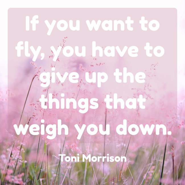 If you want to fly, you have to give up the things that weigh you down. - Toni Morrison