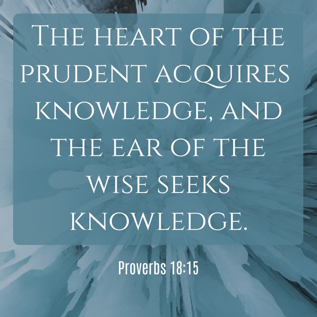 The heart of the prudent acquires knowledge, and the ear of the wise seeks knowledge. - Proverbs 18:15