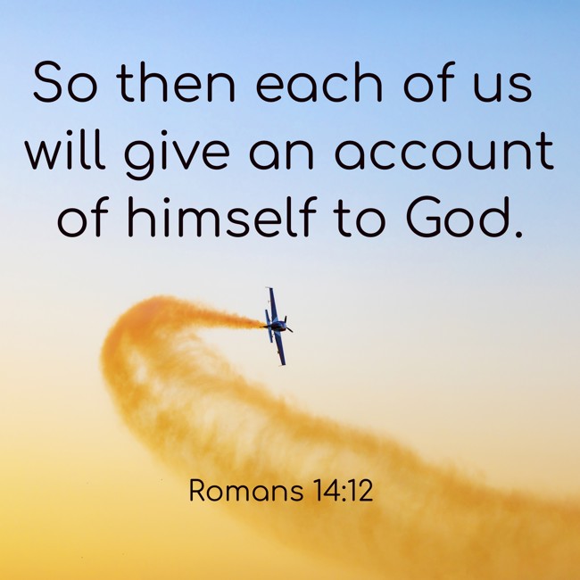So then each of us will give an account of himself to God. - Romans 14:12