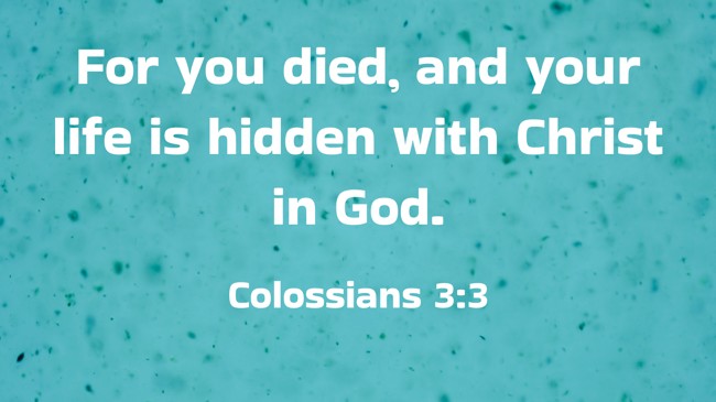 For you died, and your life is hidden with Christ in God. - Colossians 3:3