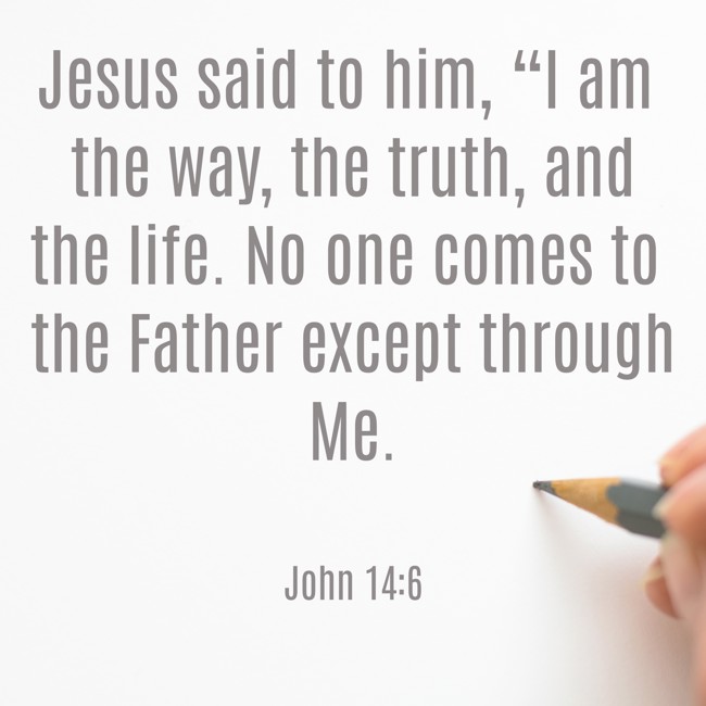 Jesus said to him, “I am the way, the truth, and the life. No one comes to the Father except through Me. - John 14:6