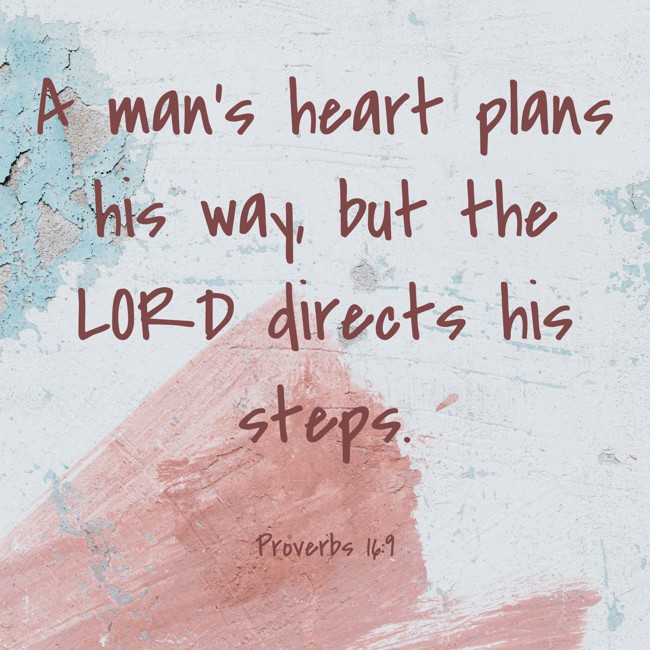  A man’s heart plans his way, but the LORD directs his steps.   - Proverbs 16:9 