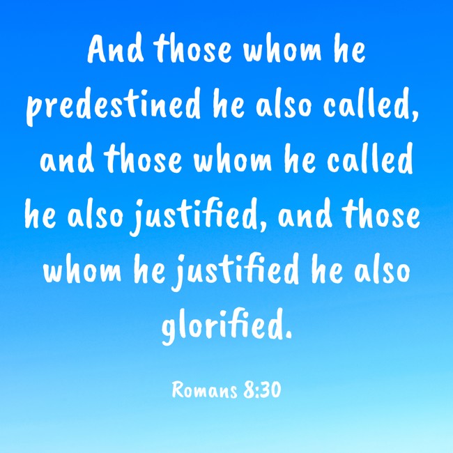 And those whom he predestined he also called, and those whom he called he also justified, and those whom he justified he also glorified. - Romans 8:30