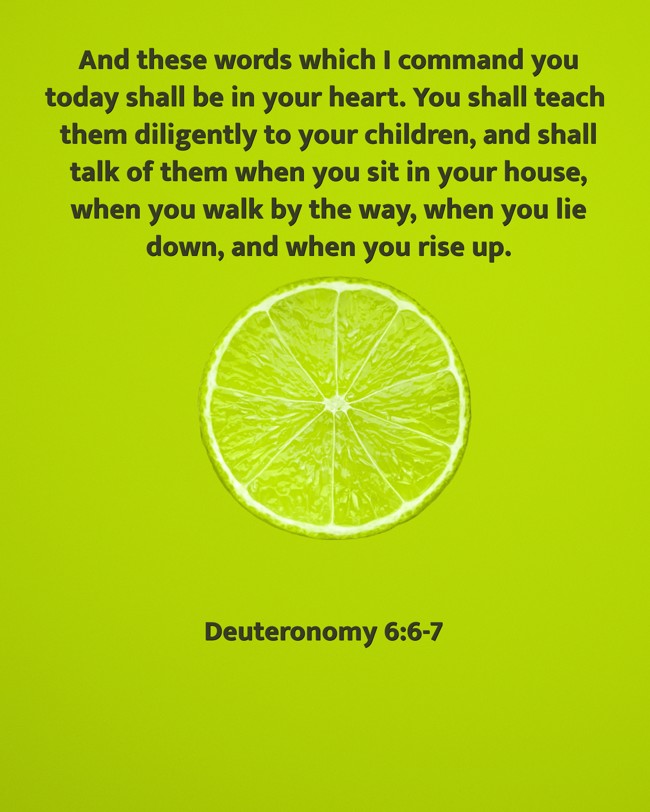 And these words which I command you today shall be in your heart. You shall teach them diligently to your children, and shall talk of them when you sit in your house, when you walk by the way, when you lie down, and when you rise up. - Deuteronomy 6:6-7