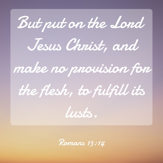 But put on the Lord Jesus Christ, and make no provision for the flesh, to fulfill its lusts. - Romans 13:14