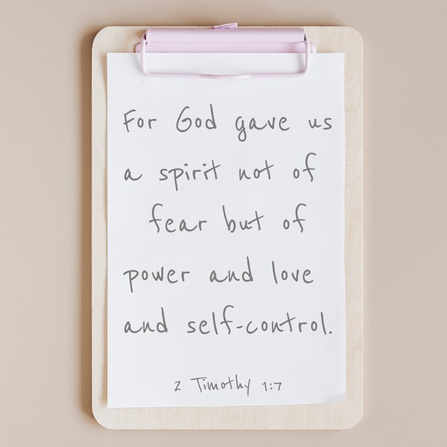  For God gave us a spirit not of fear but of power and love and self-control.   - 2 Timothy 1:7 
