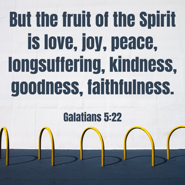 But the fruit of the Spirit is love, joy, peace, longsuffering, kindness, goodness, faithfulness. - Galatians 5:22