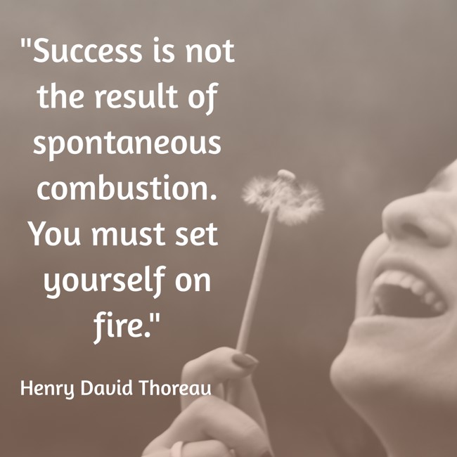 Success is not the result of spontaneous combustion. You must set yourself on fire. - Henry David Thoreau