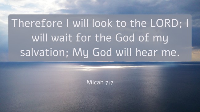 Therefore I will look to the LORD; I will wait for the God of my salvation; My God will hear me. - Micah 7:7