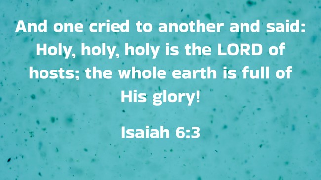 And one cried to another and said: Holy, holy, holy is the LORD of hosts; the whole earth is full of His glory! - Isaiah 6:3