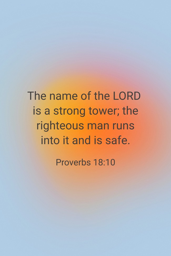 The name of the LORD is a strong tower; the righteous man runs into it and is safe. - Proverbs 18:10