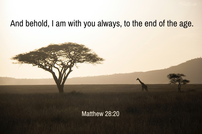 And behold, I am with you always, to the end of the age. - Matthew 28:20