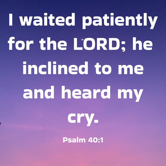 I waited patiently for the LORD; he inclined to me and heard my cry. - Psalm 40:1