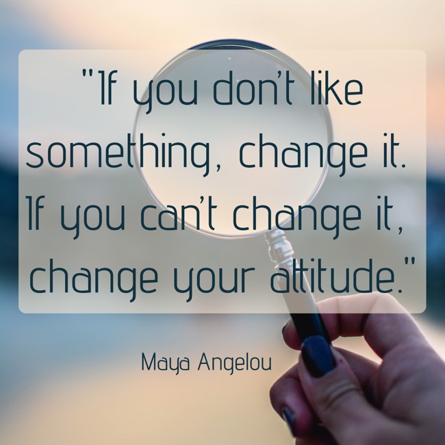 If you don’t like something, change it. If you can’t change it, change your attitude. - Maya Angelou