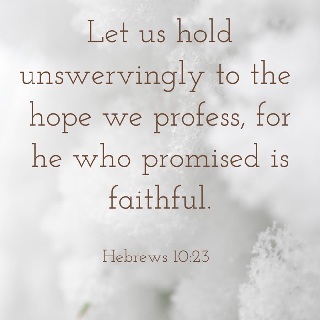 Let us hold unswervingly to the hope we profess, for he who promised is faithful. - Hebrews 10:23