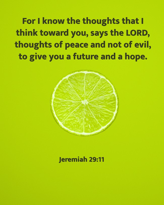 For I know the thoughts that I think toward you, says the LORD, thoughts of peace and not of evil, to give you a future and a hope. - Jeremiah 29:11