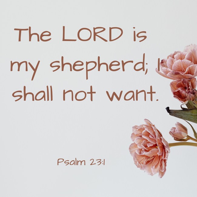 The LORD is my shepherd; I shall not want. - Psalm 23:1