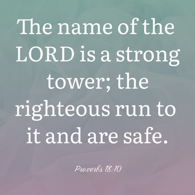 The name of the LORD is a strong tower; the righteous run to it and are safe. - Proverbs 18:10