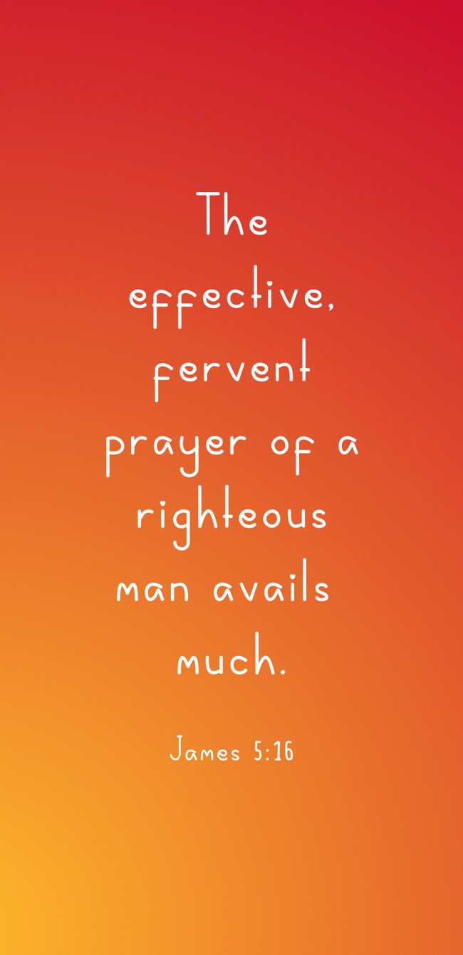  The effective, fervent prayer of a righteous man avails much.   - James 5:16 