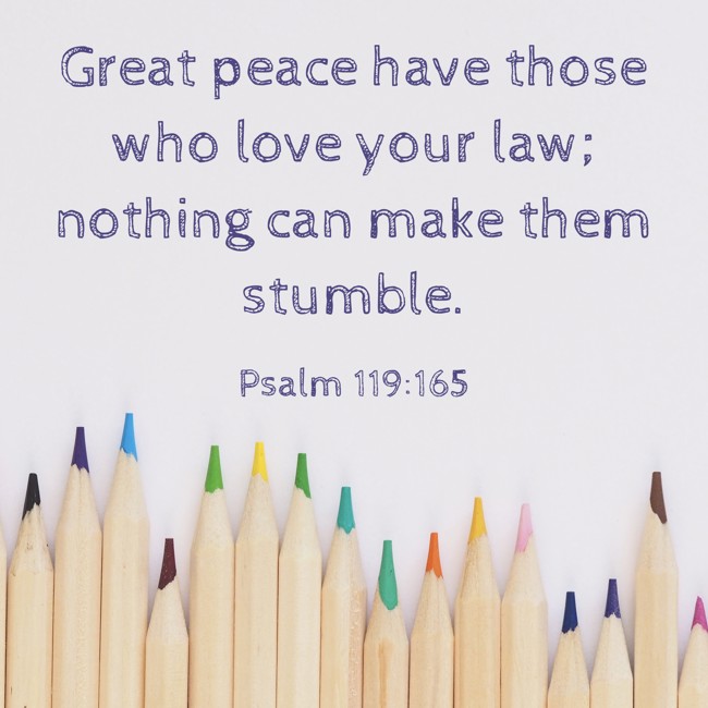 Great peace have those who love your law; nothing can make them stumble. - Psalm 119:165