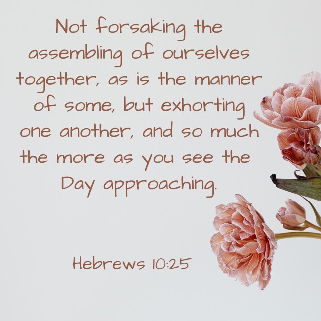 Not forsaking the assembling of ourselves together, as is the manner of some, but exhorting one another, and so much the more as you see the Day approaching. - Hebrews 10:25
