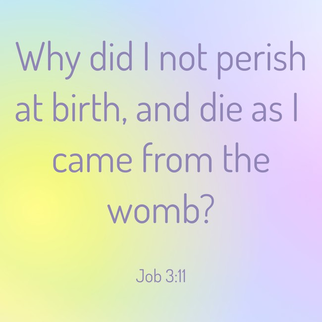  Why did I not perish at birth, and die as I came from the womb?   - Job 3:11 