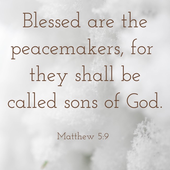  Blessed are the peacemakers, for they shall be called sons of God.   - Matthew 5:9 