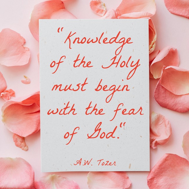 Knowledge of the Holy must begin with the fear of God. - A.W. Tozer