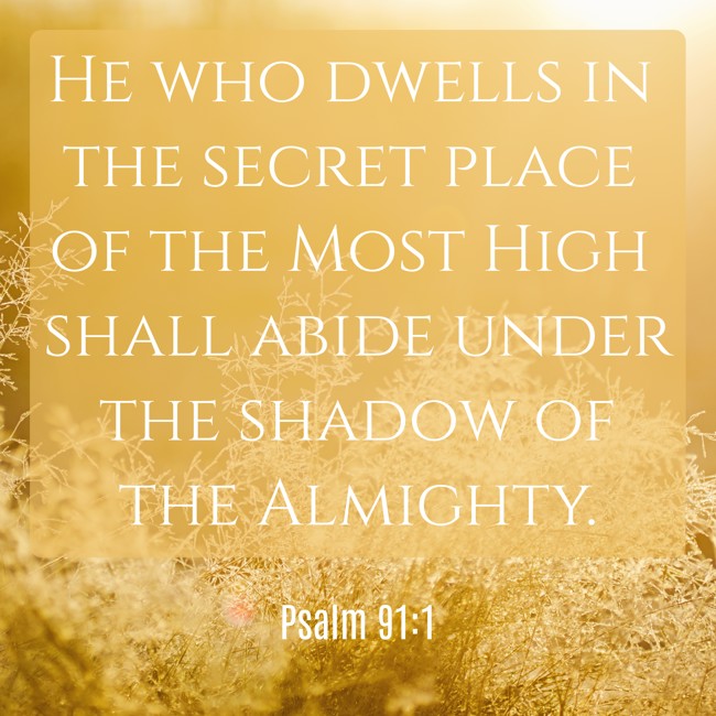He who dwells in the secret place of the Most High shall abide under the shadow of the Almighty. - Psalm 91:1