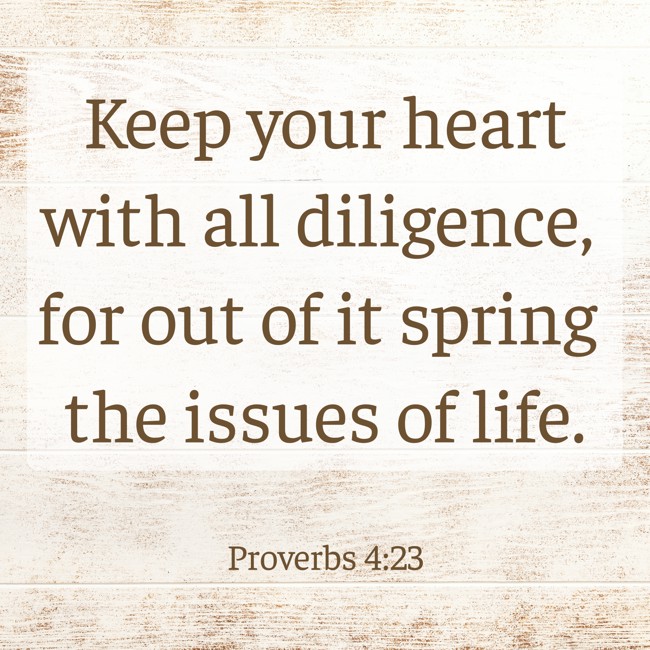 Keep your heart with all diligence, for out of it spring the issues of life. - Proverbs 4:23